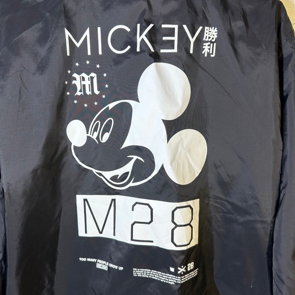 Neff Disney Mickey Mouse Coach Jacket Black Windbreaker Snap Front Womens Medium - Picture 2 of 14
